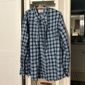 Men's Classic Blue Checkered Button-Down Shirt